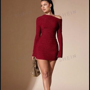 SHEIN Red Off-Shoulder Dress